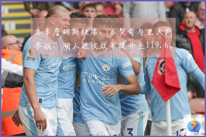 本季詹姆斯缺席，东契奇与里夫斯参战，湖人进攻效率提升至119.6，净效率+7.7